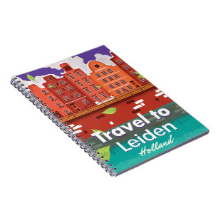 Reis naar Leiden Holland cartoon reisposter Notitieboek