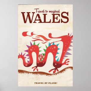 Reis naar Magisch Wales vintage poster