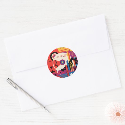 Reis naar Mars Ronde Sticker (Envelop)