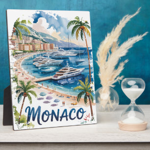 Reis naar Monaco in waterverf Franse Riviera Vinta Fotoplaat