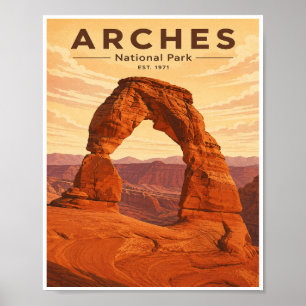 Reis naar Nationaal Park Arches in vintage stijl Poster