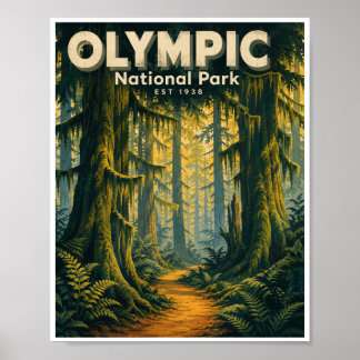 Reis naar Olympic National Park in oude stijl Poster