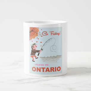 Reis naar Ontario retro visprint vakantie. Grote Koffiekop