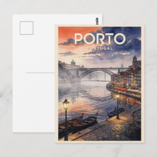 Reis naar Porto Portugal Vintage Briefkaart
