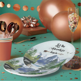 Reis naar Rustic Mountain Waterverf Papieren Bordje