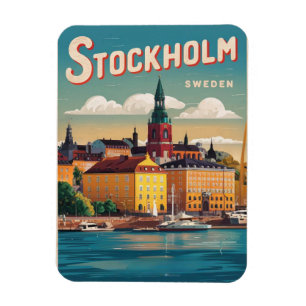 reis naar stockholm zweden vintage waterkant cadea magneet