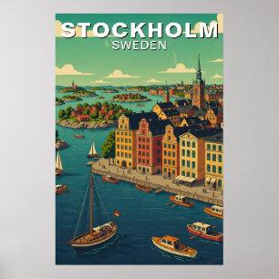 Reis naar Stockholm Zweden Waterfront Poster