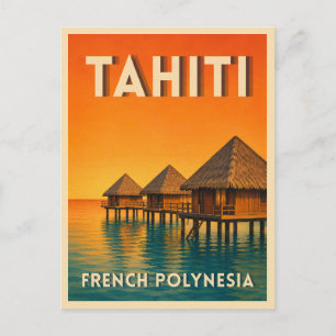 Reis naar Tahiti Frans-Polynesië Zonsondergang Briefkaart