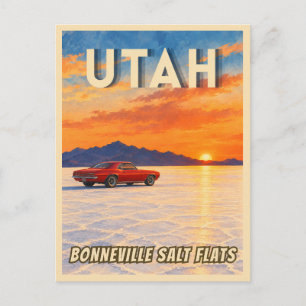 Reis naar Utah Bonneville Salt Flats Zonsondergang Briefkaart