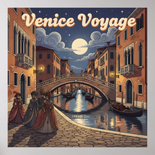 Reis naar Venetië Retro Travel Poster (Voorkant)