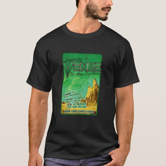 Reis naar Venus Retro Space Planet T-shirt (Voorkant)