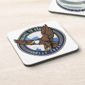 Reis naar Verenigde Staten Vlieg vandaag logo Bier Onderzetter (Linkerzijde)