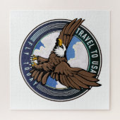Reis naar Verenigde Staten Vlieg vandaag logo Legpuzzel (Horizontaal)