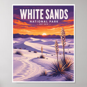 Reis naar White Sands National Park in vintage sti Poster