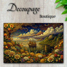 Reis naar Wonderland Fantasie Zeegezicht Decoupage