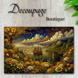 Reis naar Wonderland Fantasie Zeegezicht Decoupage Tissuepapier