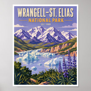 Reis naar Wrangell St Elias National Park in oude Poster