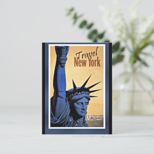 Reis New York, oud poster voor reizen, Briefkaart (Staand voorkant)