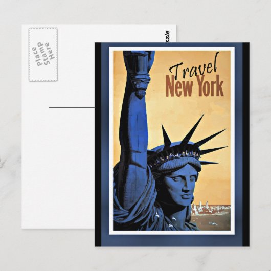 Reis New York, oud poster voor reizen, Briefkaart (Voorkant / Achterkant)