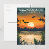 Reis Okavango Delta Botswana Vintage Briefkaart (Voorkant / Achterkant)
