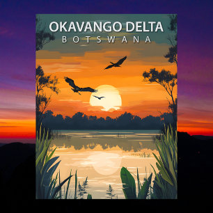 Reis Okavango Delta Botswana Vintage Briefkaart