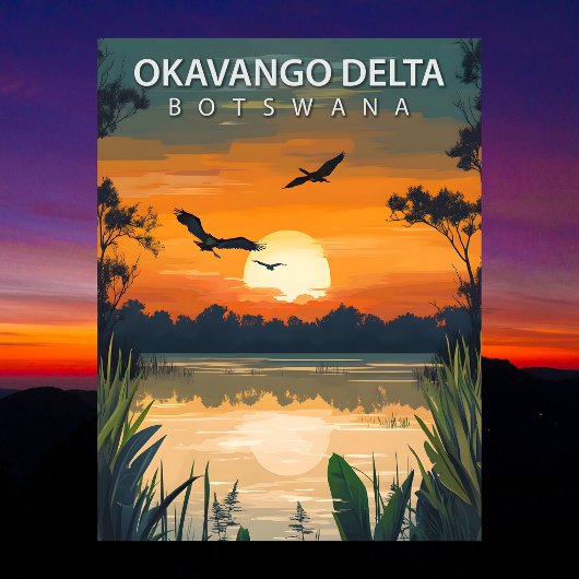 Reis Okavango Delta Botswana Vintage Briefkaart