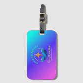 Reis om te reflecteren bagagelabel paars en blauw (Voorkant (verticaal))