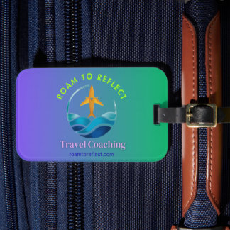 Reis om te reflecteren bagagelabel paars en groen