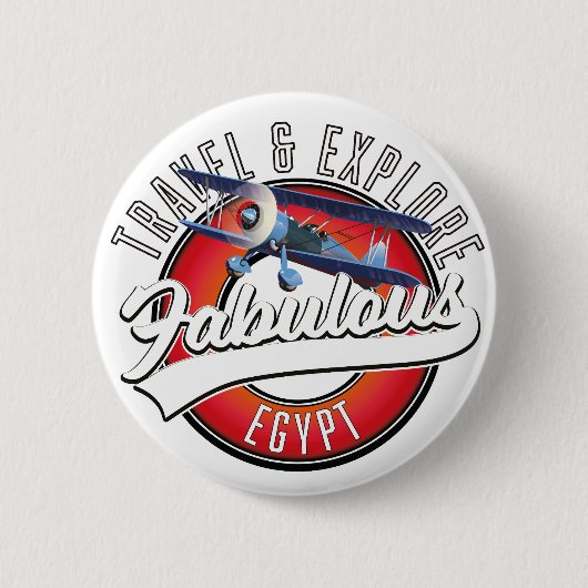 Reis, ontdek het prachtige Egypte-logo. Ronde Button 5,7 Cm (Voorkant)