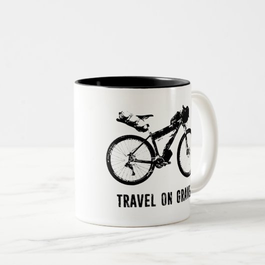 Reis op grindbikepacking tweekleurige koffiemok (Voorkant rechts)