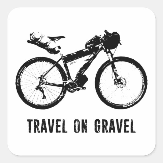 Reis op grindbikepacking vierkante sticker (Voorkant)