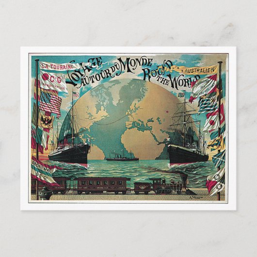  reis over de hele wereld briefkaart (Voorkant)