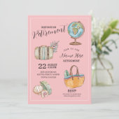 Reis-pensioenfeestkoffer voor vrouwen Roze Kaart (Staand voorkant)