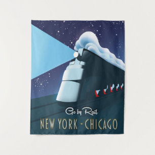 "Reis per spoor" New York - Chicago Poster Wandkleed