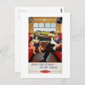 Reis per trein  adverteren poster briefkaart (Voorkant / Achterkant)