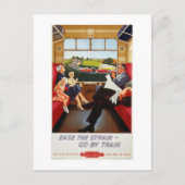 Reis per trein  adverteren poster briefkaart (Voorkant)