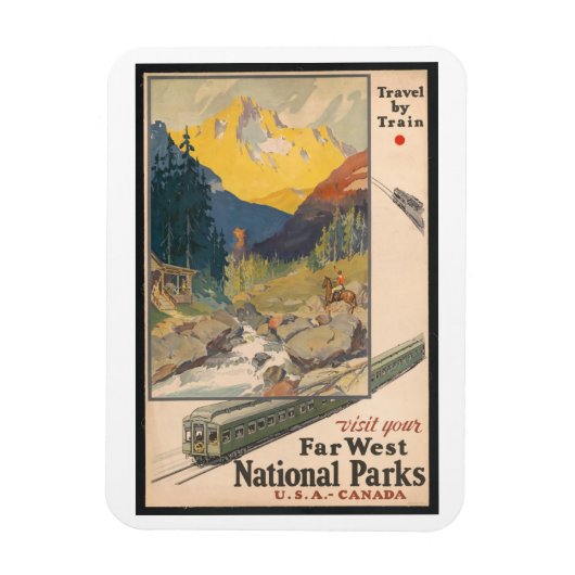 Reis per trein, nationale parken,  stijl magneet (Verticaal)