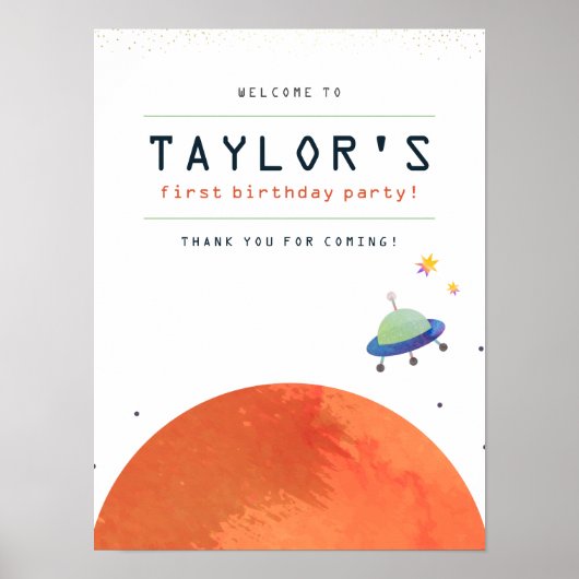 Reis rond de Sun Space Boy Verjaardag Welkom Poster (Voorkant)