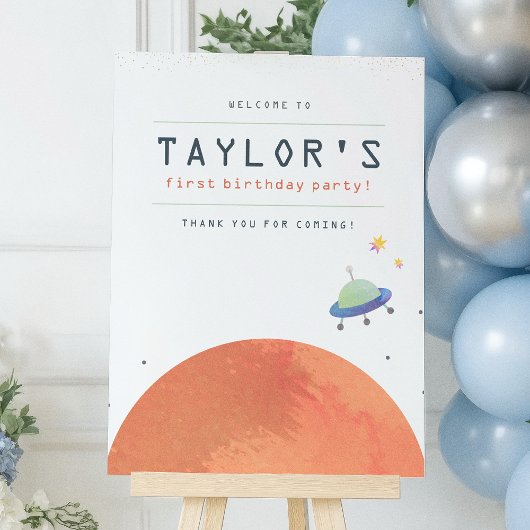 Reis rond de Sun Space Boy Verjaardag Welkom Poster