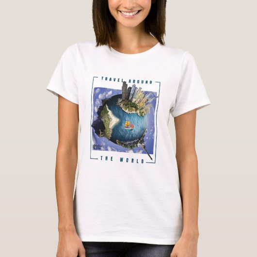 Reis rond de wereld Vrouwen Wit T-shirt (Voorkant)