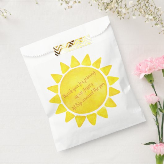 Reis rond de zon 1e verjaardag gunstzak bedankzakje (Gezegeld)