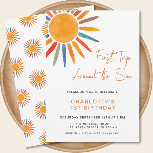 Reis rond de zon 1e verjaardag kaart