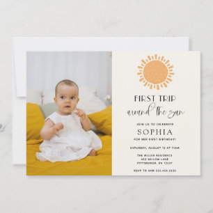 Reis rond de zon Foto Verjaardag Uitnodiging