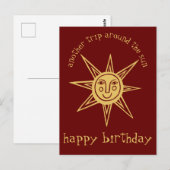 Reis rond de zon GELUKKIGE VERJAARDAG Aangepast Briefkaart (Voorkant / Achterkant)