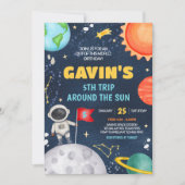 Reis rond de zon Outer Space verjaardagsfeest Kaart (Voorkant)