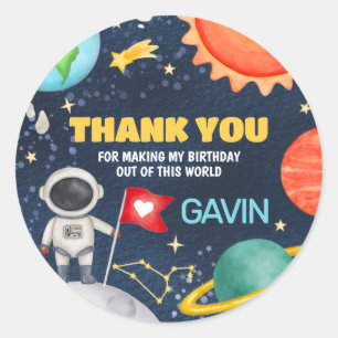 Reis rond de zon Outer Space verjaardagsfeest Ronde Sticker