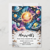 Reis rond de Zon Ruimte 1e verjaardag Kaart (Voorkant)