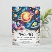 Reis rond de Zon Ruimte 1e verjaardag Kaart (Staand voorkant)