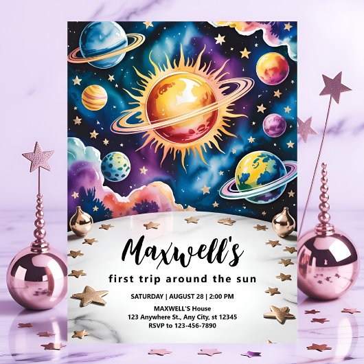 Reis rond de Zon Ruimte 1e verjaardag Kaart