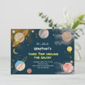 Reis rond het sterrenstelsel verjaardag in de ruim kaart (Staand voorkant)